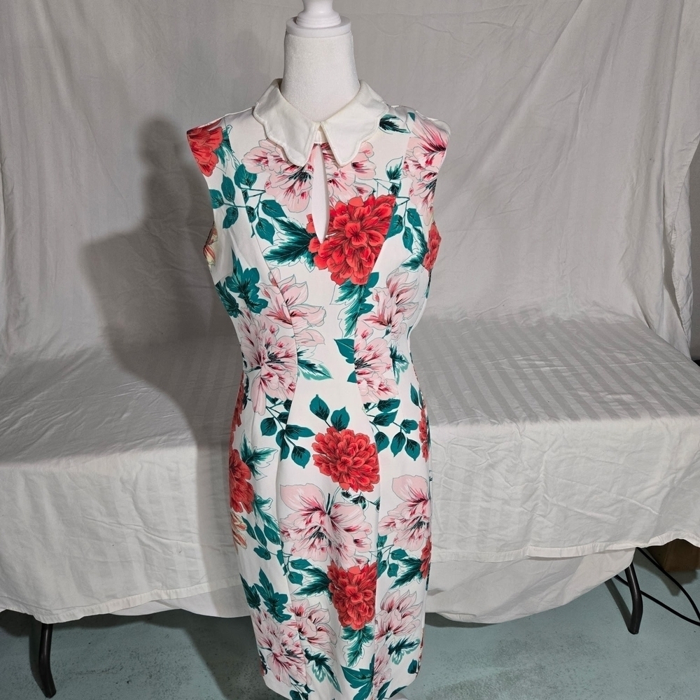 Eva Mendes Pink Floral Sheath Dress Size S